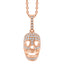 VEGA ROSE GOLD PLATED STERLING SILVER & WHITE CRYSTAL SKULL PENDANT with CHAIN