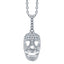 VEGA WHITE GOLD PLATED STERLING SILVER & WHITE CRYSTAL SKULL PENDANT with CHAIN