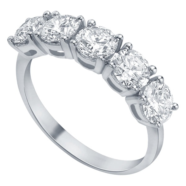 Round H-SI Diamond 5 Stone Eternity Ring set in 18ct White Gold