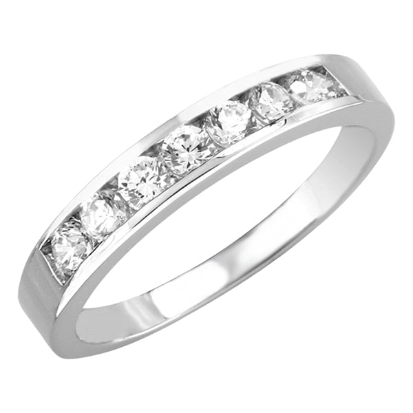 Round H-SI Diamond Channel Set Eternity Ring set in 18ct White Gold