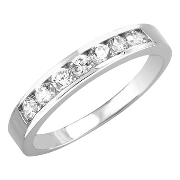 Round H-SI Diamond Channel Set Eternity Ring set in 18ct White Gold