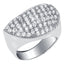 VEGA HALF HEART WHITE GOLD PLATED STERLING SILVER & WHITE CRYSTAL RING