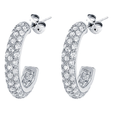 METRIC  STERLING SILVER & WHITE CRYSTAL EARRINGS