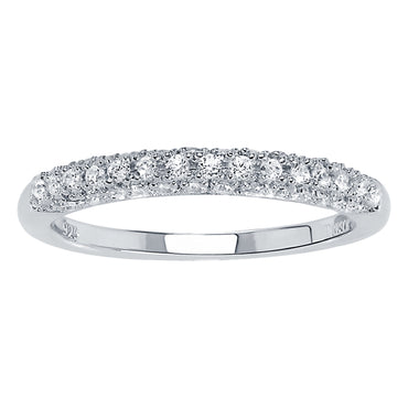 2mm Pave set Crystal Ring set in Sterling Silver