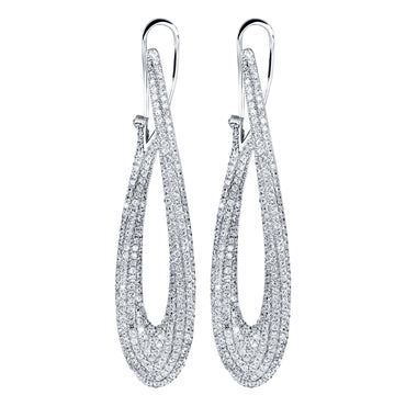METRIC 52mm STERLING SILVER & WHITE CRYSTAL EARRINGS