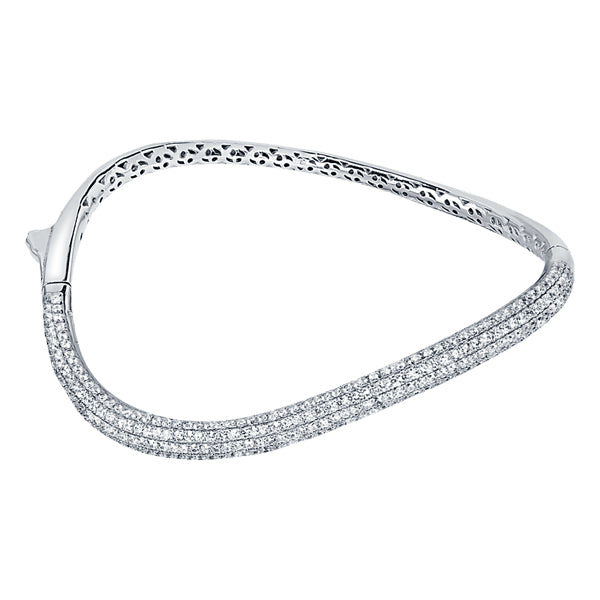 METRIC STERLING SILVER & WHITE CRYSTAL HINGED BANGLE