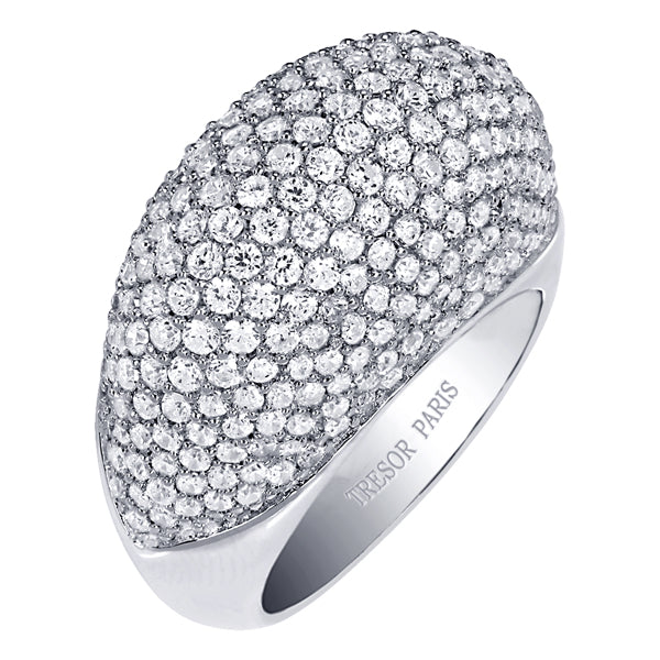 VEGA WHITE GOLD PLATED STERLING SILVER & WHITE CRYSTAL RING