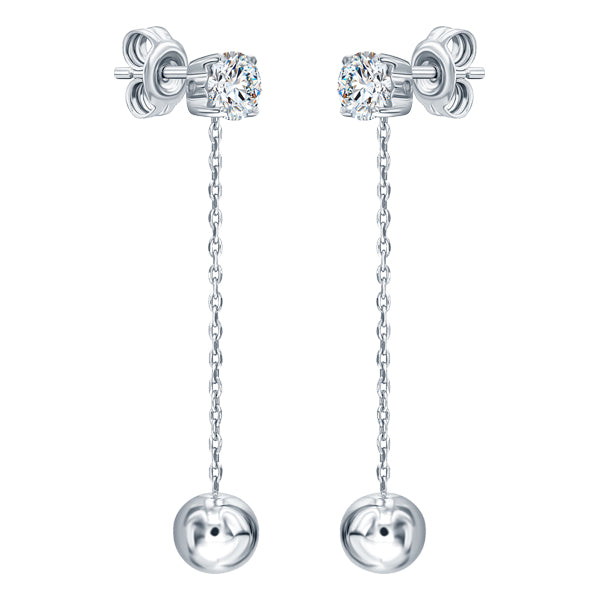 ALLURE STERLING SILVER & WHITE CRYSTAL EARRINGS