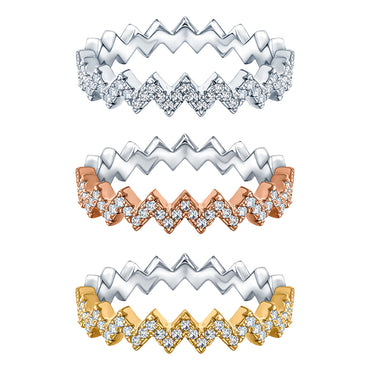 VEGA WHITE GOLD PLATED STERLING SILVER & WHITE CRYSTAL RING SET