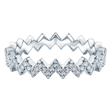 VEGA WHITE GOLD PLATED STERLING SILVER & WHITE CRYSTAL RING