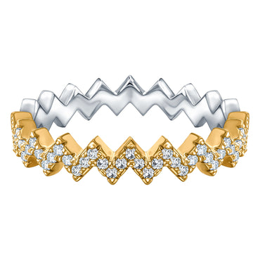 VEGA WHITE GOLD PLATED STERLING SILVER & WHITE CRYSTAL RING