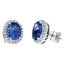 Oval shape Tanzanite earrings with pave set 0.35ct H-SI round brilliant diamond halo