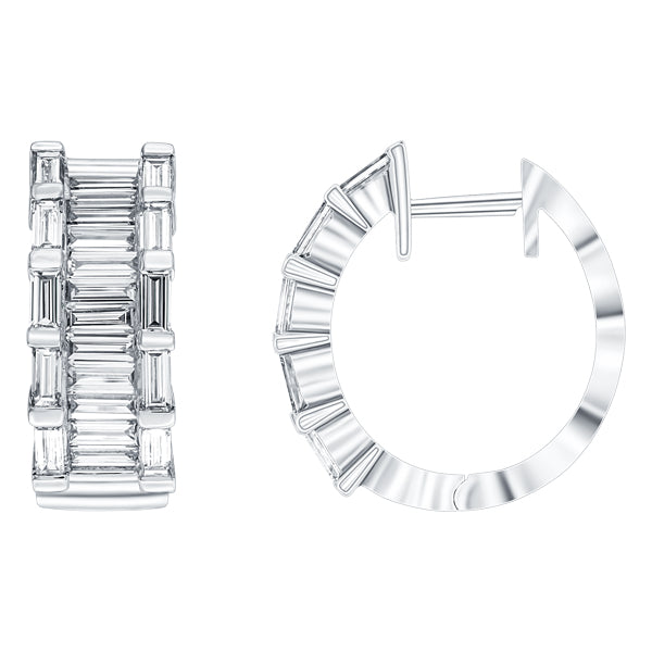 2.34ct Baguette Diamond Hoop Earrings set in 18ct White Gold