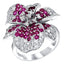 BONBON STERLING SILVER, PINK & WHITE CRYSTAL FLOWER RING