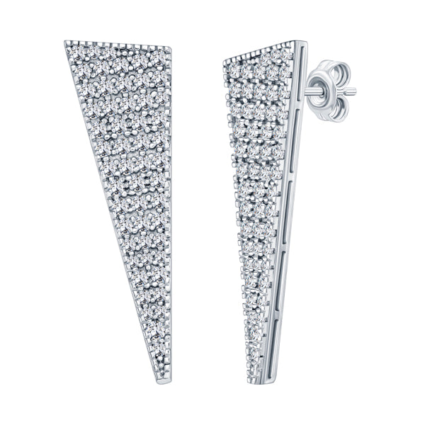 VEGA 30mm WHITE GOLD PLATED STERLING SILVER & WHITE CRYSTAL EARRINGS