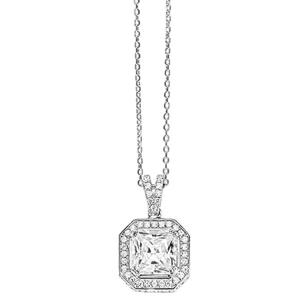 ROYALE STERLING SILVER & WHITE CRYSTAL PENDANT with CHAIN