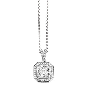 ROYALE STERLING SILVER & WHITE CRYSTAL PENDANT with CHAIN
