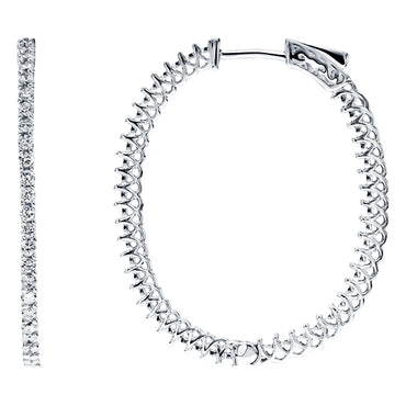 METRIC 37mm STERLING SILVER & WHITE CRYSTAL EARRINGS