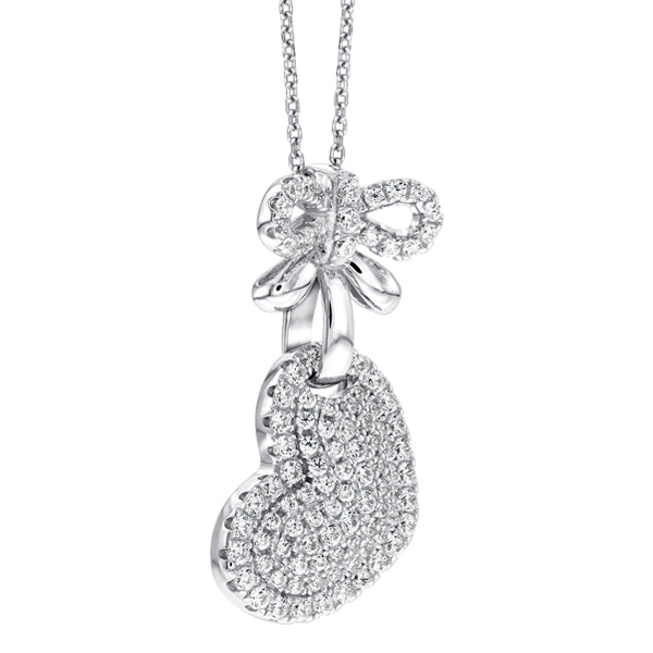 ALLURE HEART STERLING SILVER & WHITE CRYSTAL PENDANT with CHAIN