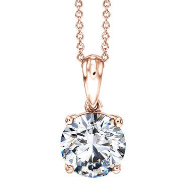 Round Diamond 4 Prong Solitaire Pendant with Chain in 18ct Rose Gold