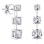 Triple drop round brilliant diamond earrings each claw set in 18k white gold