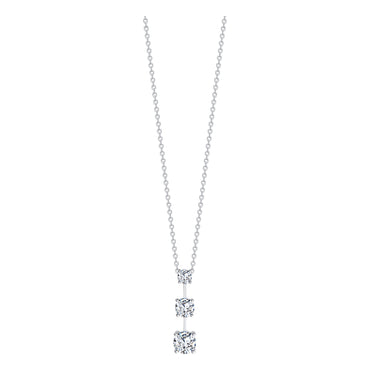 Triple drop round brilliant diamond pendant set in 18k white gold with chain