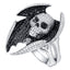 4.03ct Round White & Black Diamond Skull Ring set in 18ct White Gold