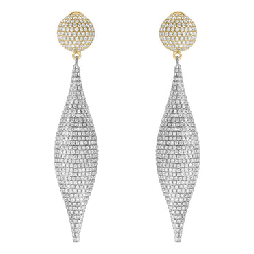 8.00ct Round Diamond Pavé Set Drop Earrings in 18k White & Yellow Gold