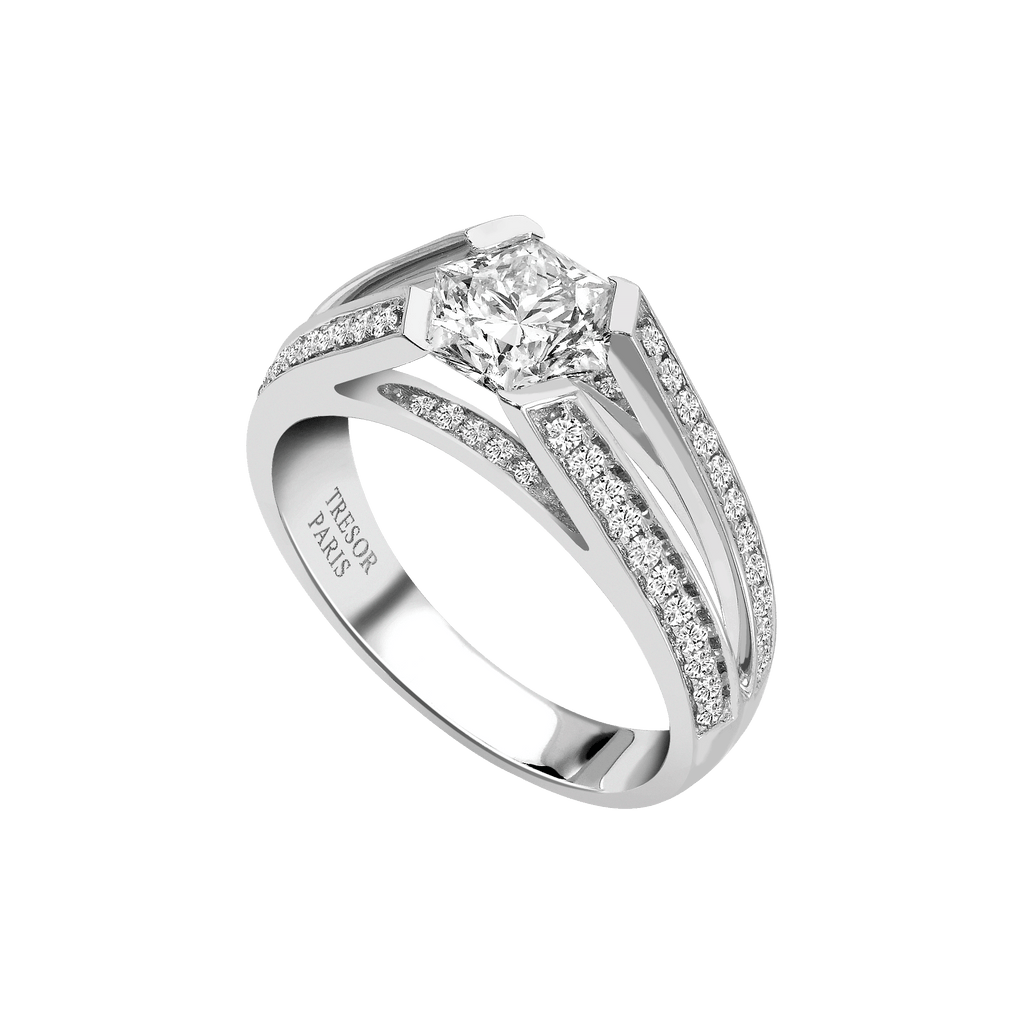 1.10ct Hexagon Shaped Diamond Engagement Ring set in 18ct White Gold