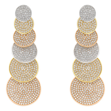 5.00ct Round Diamond Pavé Set Disc Drop Earrings in 18ct 3 Colour Gold