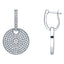 Pave set disc drop earrings with H-SI round brilliant diamonds in 18k white gold