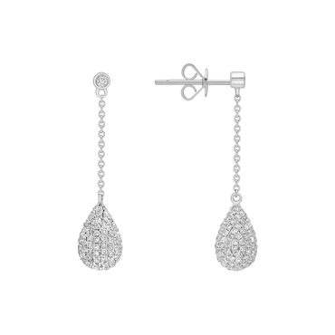 1.25ct Round Diamond Pavé Set Tear Drop Earrings in 18ct White Gold