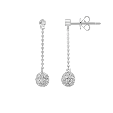 0.75ct Round Diamond Pavé Set Round Drop Earrings in 18ct White Gold