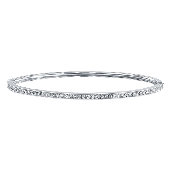 0.75ct channel set diamond bangle in 18k white gold