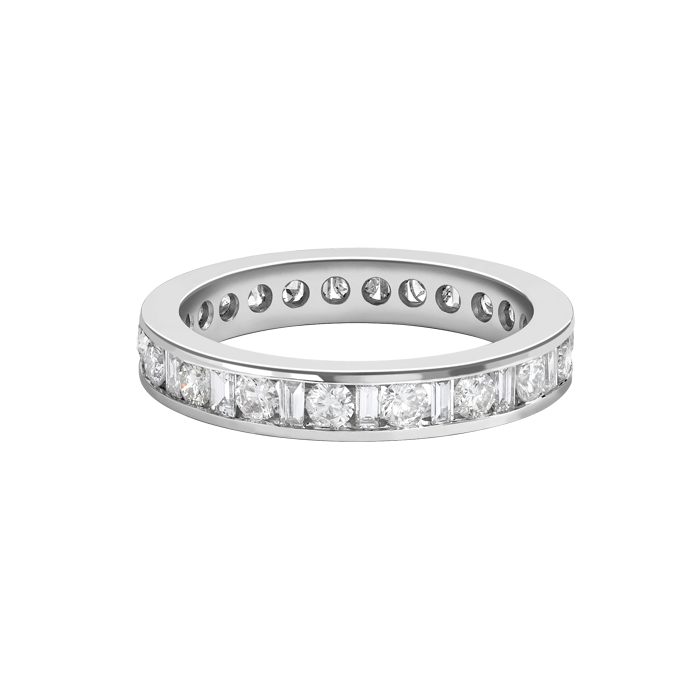 1.30ct Round & Baguette Diamond Eternity Ring set in 18ct White Gold