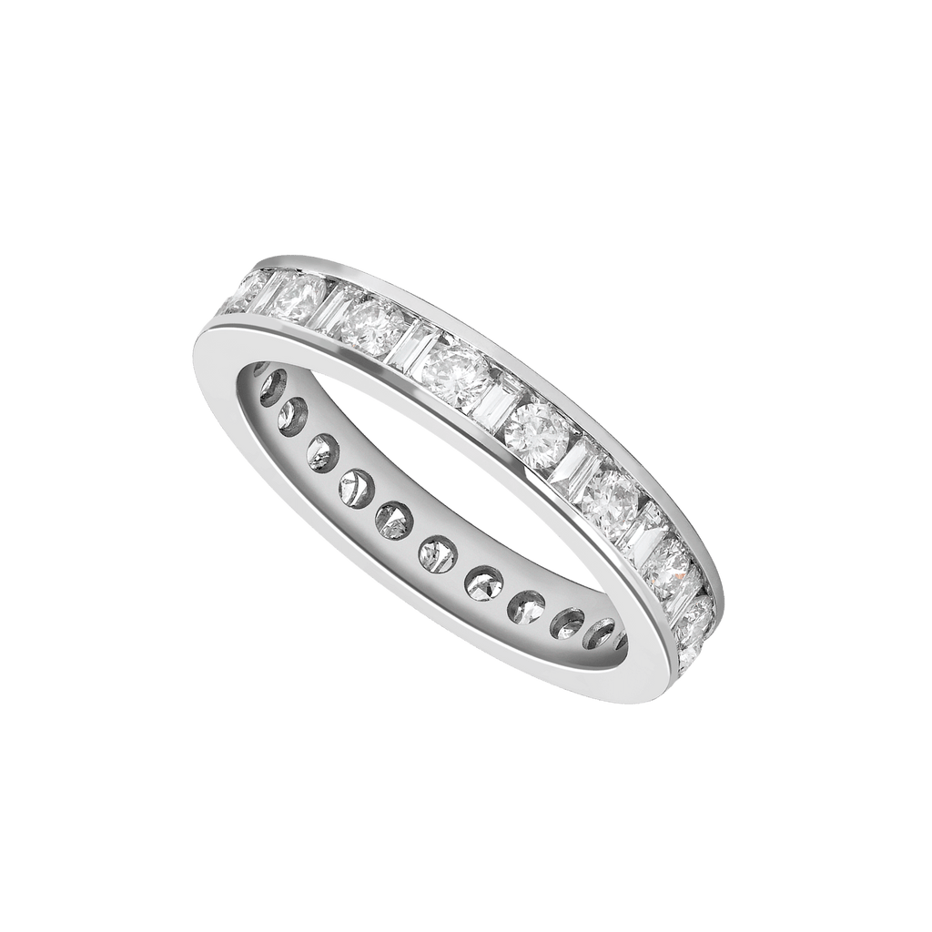 1.30ct Round & Baguette Diamond Eternity Ring set in 18ct White Gold