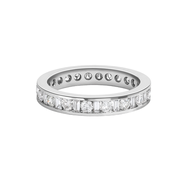 1.30ct Round & Baguette Diamond Eternity Ring set in 18ct White Gold