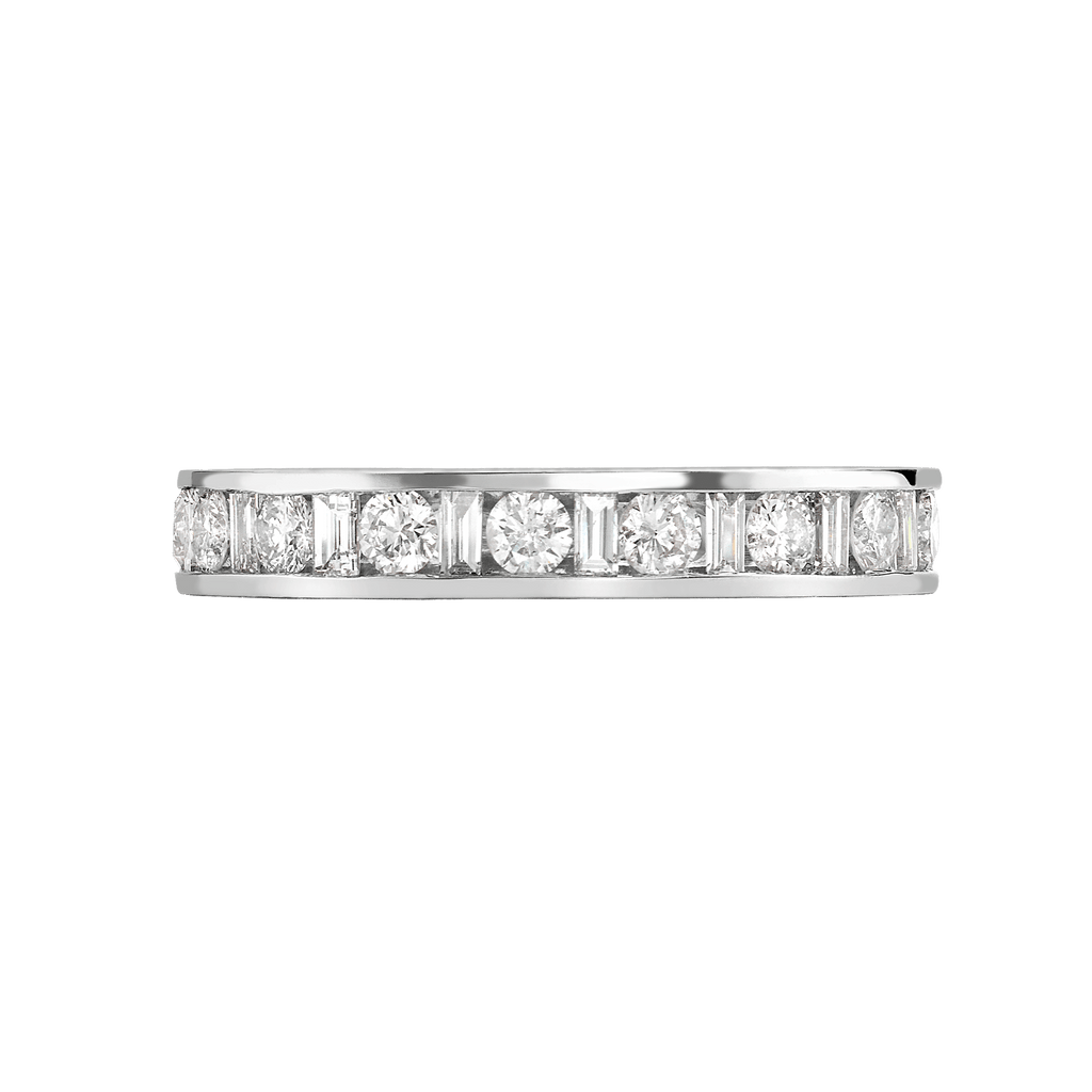 1.30ct Round & Baguette Diamond Eternity Ring set in 18ct White Gold