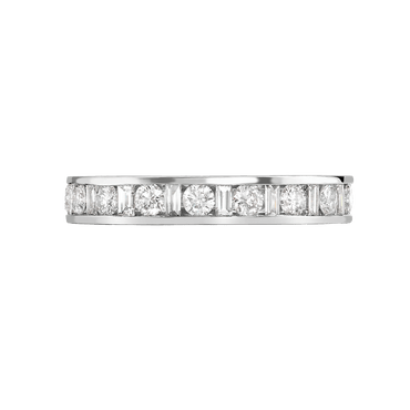 1.30ct Round & Baguette Diamond Eternity Ring set in 18ct White Gold