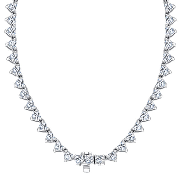 85 Heart Diamond 18.17ct H-SI2 18ct White Gold Graduated Necklace Approx 17"