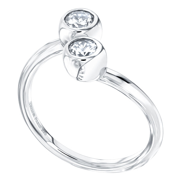 ALLURE STERLING SILVER & DOUBLE WHITE CRYSTAL RING