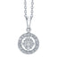 Mini cluster diamond pendant with circular halo in 18k white gold