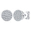 Button shape stud earrings pave set with round brilliant H-SI diamonds in 18k white gold