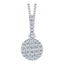 Button shape pendant pave set with round brilliant H-SI diamonds in 18k white gold