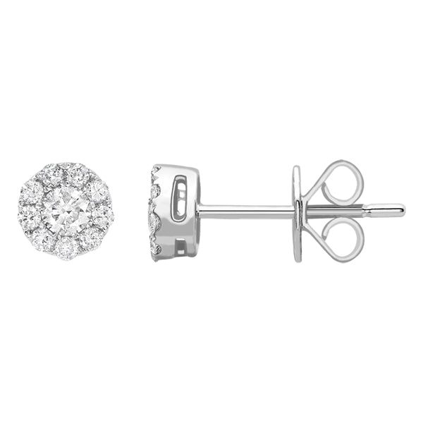 Mini cluster earrings with H-SI round brilliant diamonds set in 18k white gold