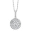 Three-tiered pave set round H-SI diamond pendant in 18k White gold with chain