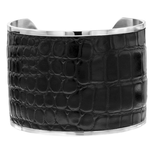 Vega Leather & Polished Stainless Steel Cuff