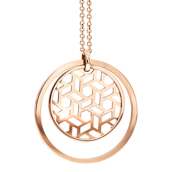 Vega Polished Rose Gold Plated Stainless Steel Necklace