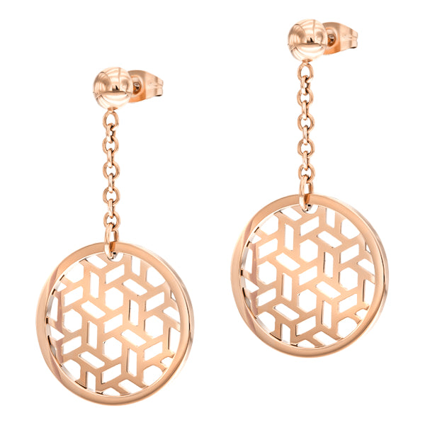 Vega Polished Rose Gold Plated Stainless Steel Earrings