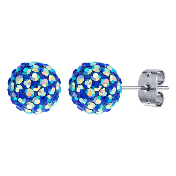 BONBON TITANIUM & IRIDESCENT BLUE CRYSTAL EARRINGS